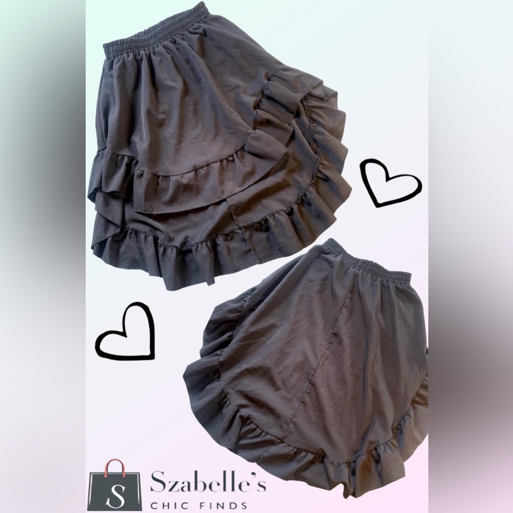 Black Ruffle Tiered Skirt
